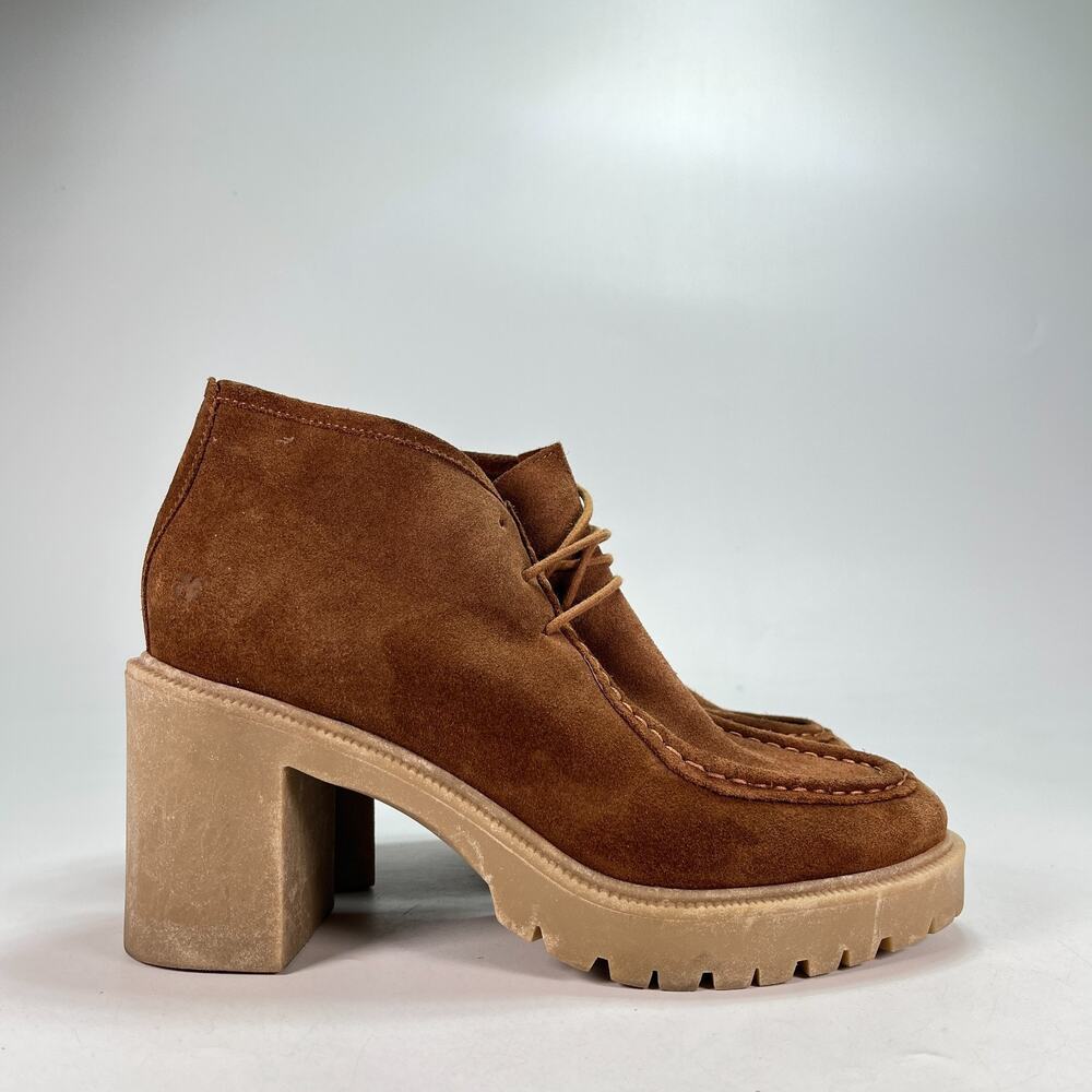 Lucky Brand Hollia Brown Leather Platform Wedge Booties LK-HOLLIA Women's Sz 10M